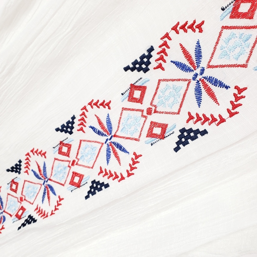 A. Byer Red White Blue Aztec Embroidered Tank